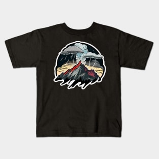 Dark Mountain Storm Sticker Kids T-Shirt